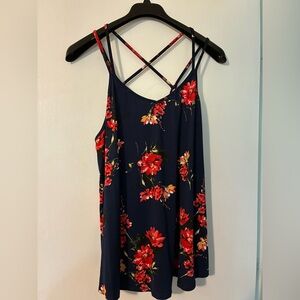 Papermoon Navy Camisole with Red Floral Design